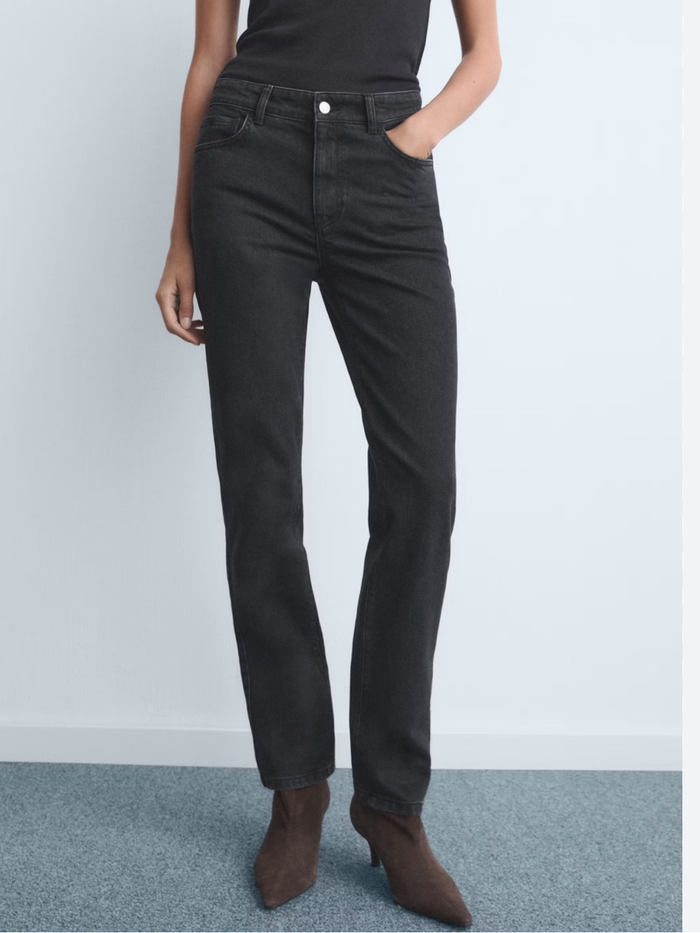 Seven7 Bootcut Tummyless High-Rise Jeans in Black